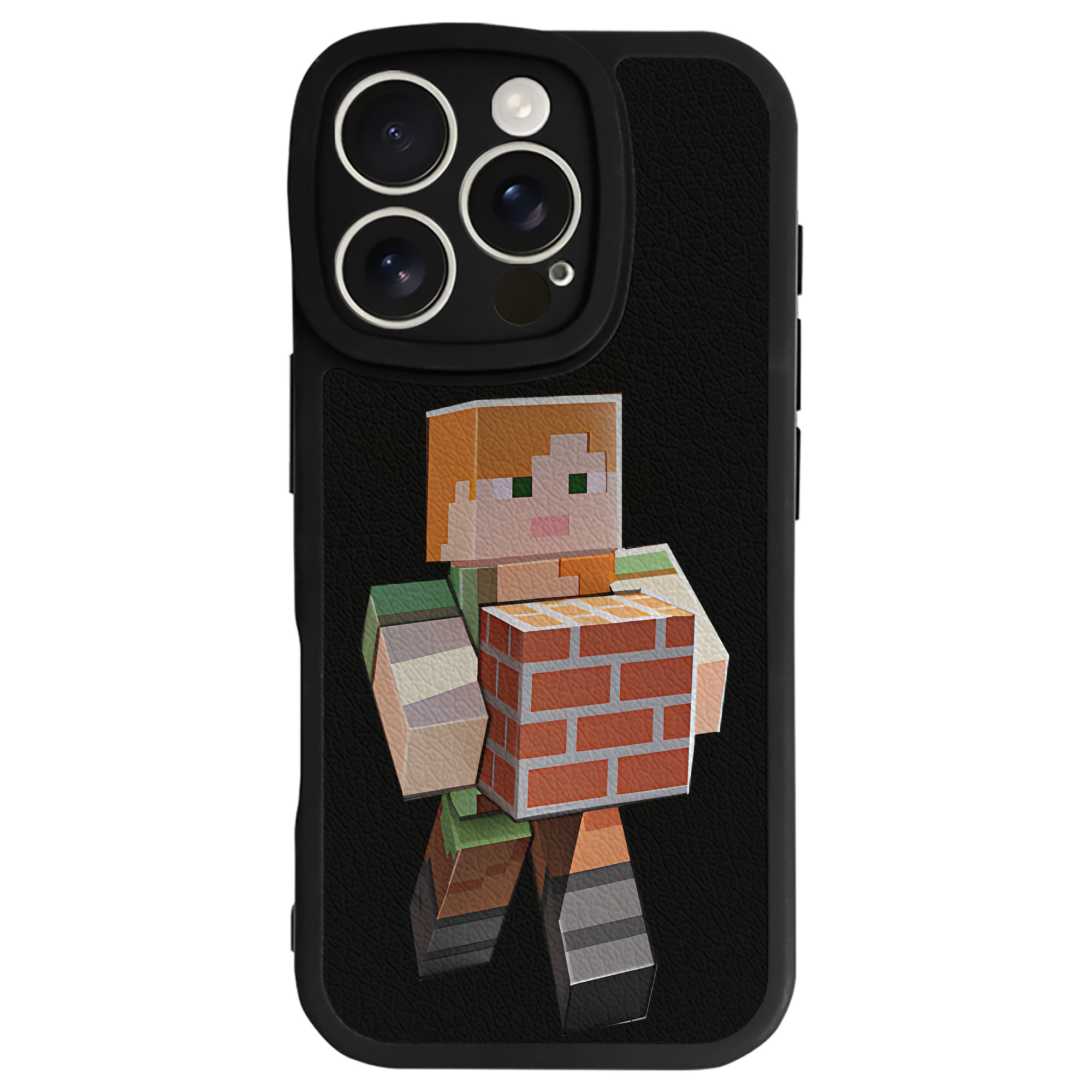 （画像用） マインクラフト ブロックの世界 Minecraft MC Block world 【iPhone 16シリーズ対応】シリコンスマホケース（レザー調） 材質：シリコン